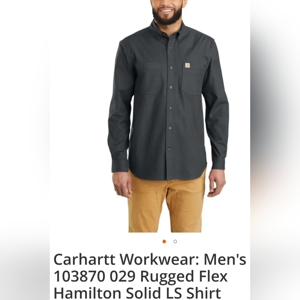 2 CARHARTT RUGGED FLEX RELAXED FIT HAMILTON LONG SLEEVE SHIRT. SIZE 2XL.